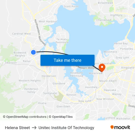 Helena Street to Unitec Institute Of Technology map