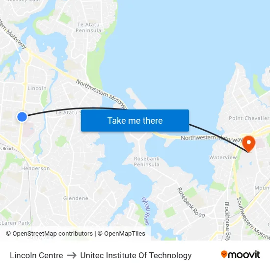 Lincoln Centre to Unitec Institute Of Technology map