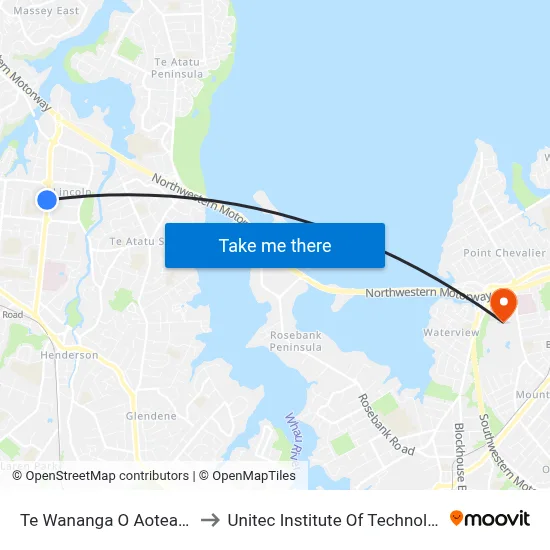 Te Wananga O Aotearoa to Unitec Institute Of Technology map
