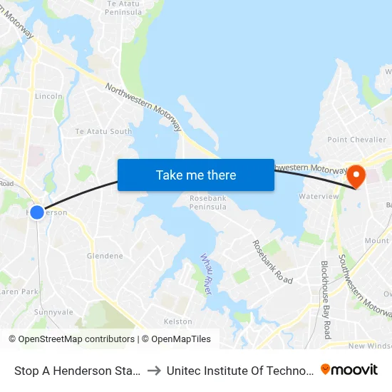 Stop A Henderson Station to Unitec Institute Of Technology map