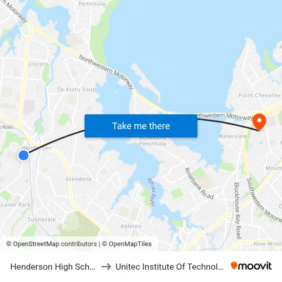 Henderson High School to Unitec Institute Of Technology map