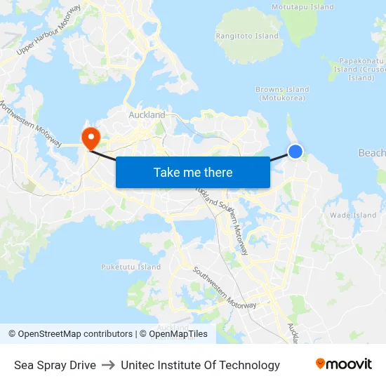 Sea Spray Drive to Unitec Institute Of Technology map