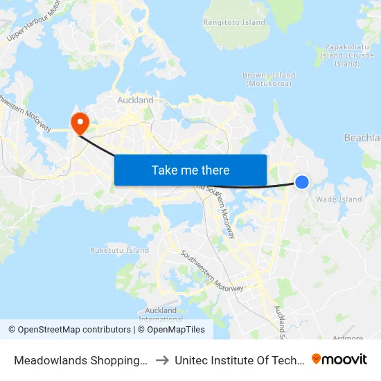 Meadowlands Shopping Centre to Unitec Institute Of Technology map