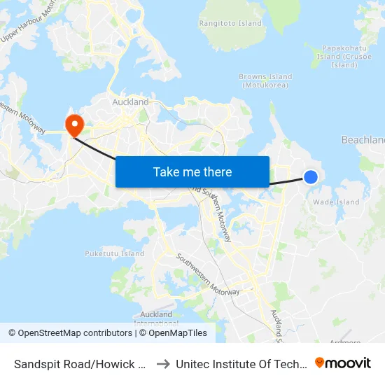 Sandspit Road/Howick College to Unitec Institute Of Technology map