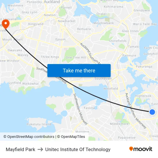 Mayfield Park to Unitec Institute Of Technology map