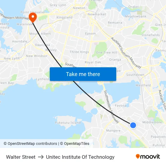 Walter Street to Unitec Institute Of Technology map