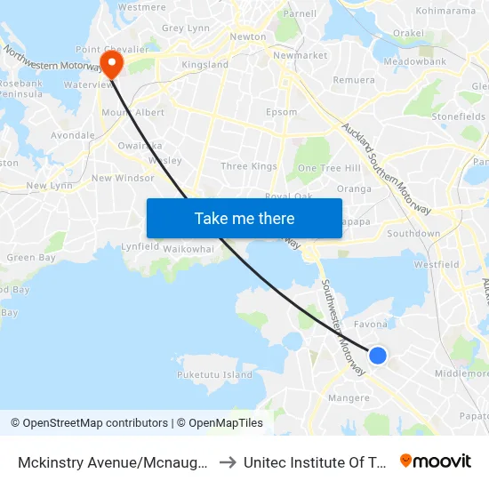 Mckinstry Avenue/Mcnaughton Avenue to Unitec Institute Of Technology map