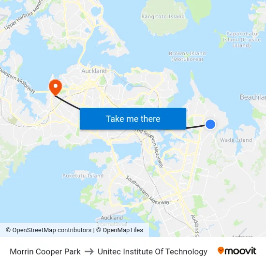 Morrin Cooper Park to Unitec Institute Of Technology map