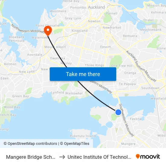 Mangere Bridge School to Unitec Institute Of Technology map