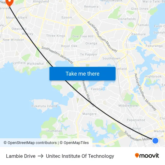Lambie Drive to Unitec Institute Of Technology map