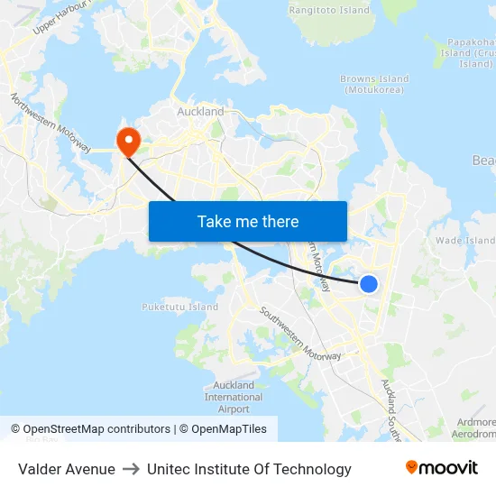 Valder Avenue to Unitec Institute Of Technology map