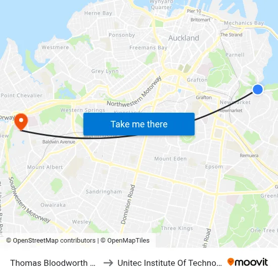 Thomas Bloodworth Park to Unitec Institute Of Technology map