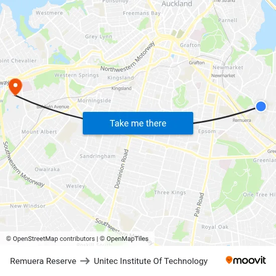 Remuera Reserve to Unitec Institute Of Technology map