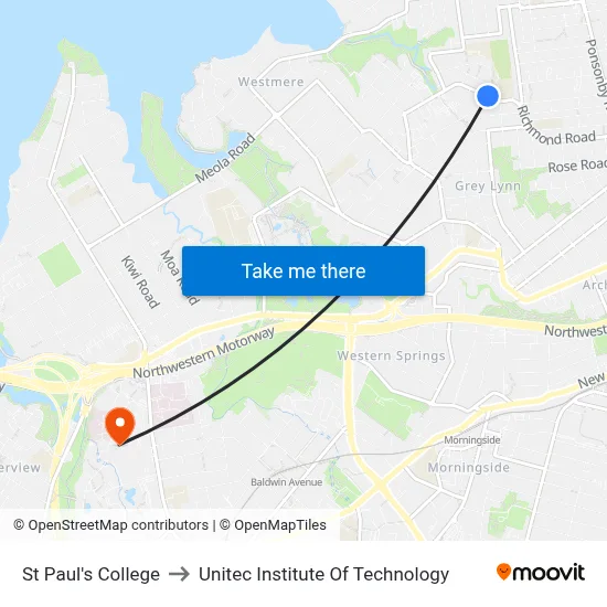 St Paul's College to Unitec Institute Of Technology map