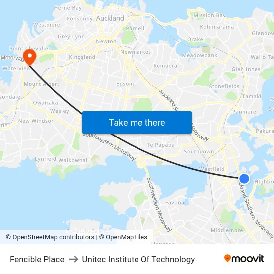 Fencible Place to Unitec Institute Of Technology map