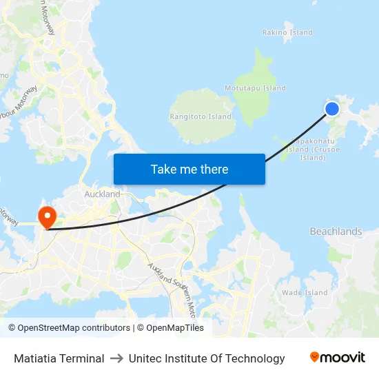 Matiatia Terminal to Unitec Institute Of Technology map