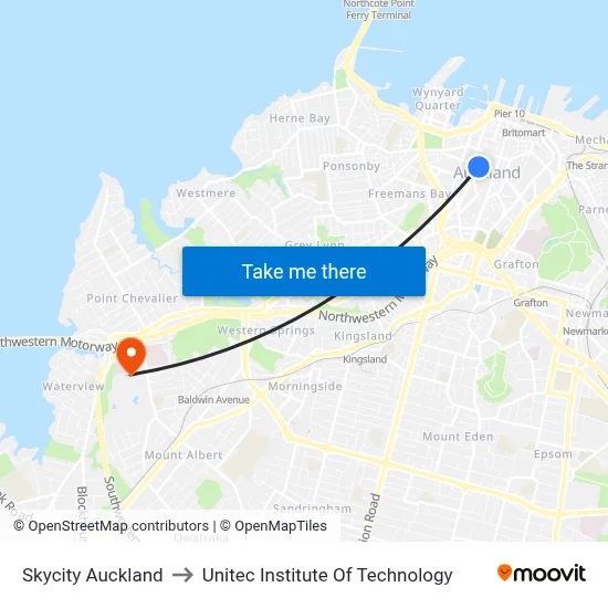 Skycity Auckland to Unitec Institute Of Technology map