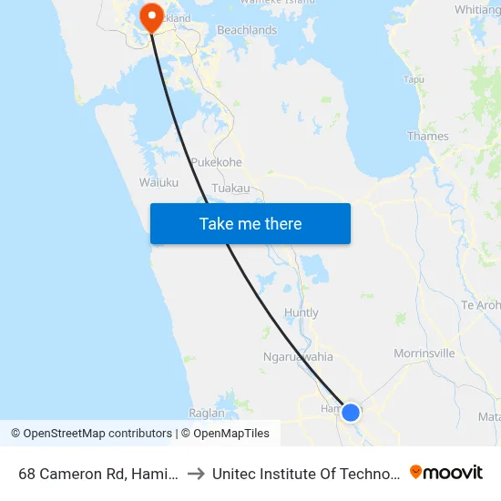 68 Cameron Rd, Hamilton to Unitec Institute Of Technology map