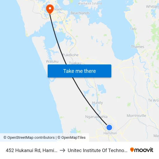 452 Hukanui Rd, Hamilton to Unitec Institute Of Technology map