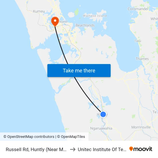 Russell Rd, Huntly (Near Manukau Rd) to Unitec Institute Of Technology map
