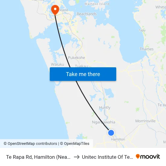 Te Rapa Rd, Hamilton (Near Mckee St) to Unitec Institute Of Technology map