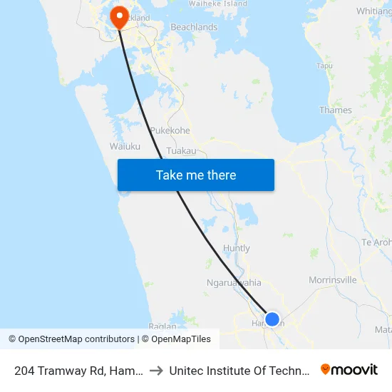 204 Tramway Rd, Hamilton to Unitec Institute Of Technology map
