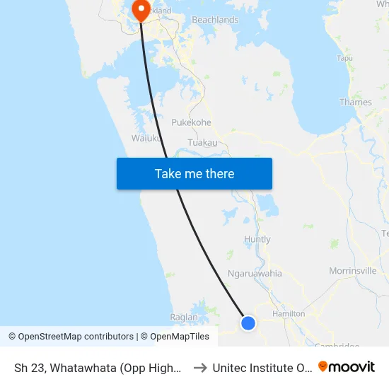 Sh 23, Whatawhata (Opp Highbrook Way) (Hail2ride) to Unitec Institute Of Technology map