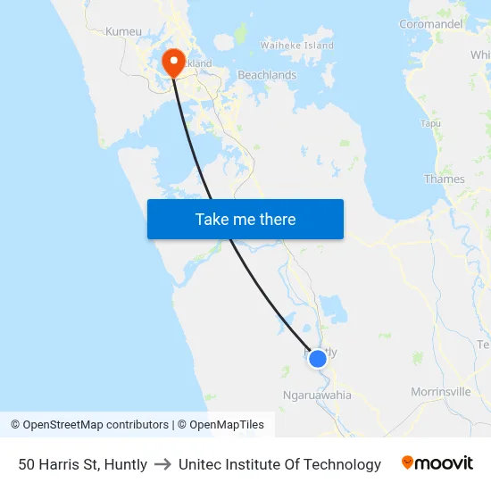 50 Harris St, Huntly to Unitec Institute Of Technology map