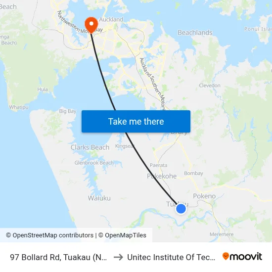 97 Bollard Rd, Tuakau (Near Gull) to Unitec Institute Of Technology map