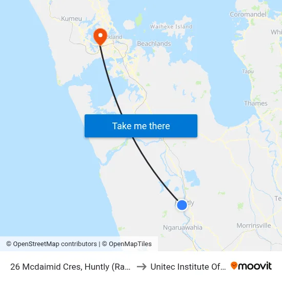 26 Mcdaimid Cres, Huntly (Rakaumanga School) to Unitec Institute Of Technology map