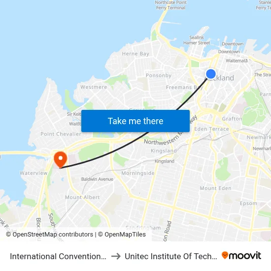 International Convention Centre to Unitec Institute Of Technology map