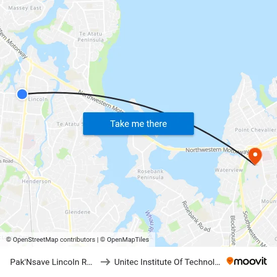 Pak'Nsave Lincoln Road to Unitec Institute Of Technology map