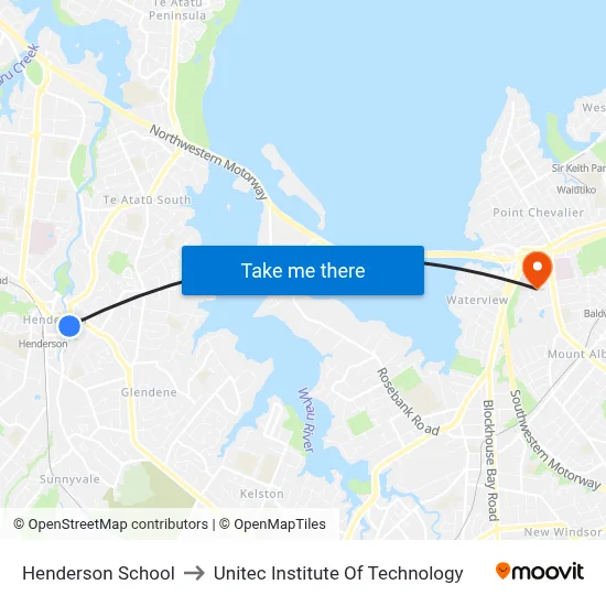 Henderson School to Unitec Institute Of Technology map