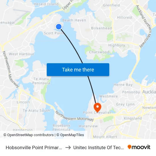 Hobsonville Point Primary School to Unitec Institute Of Technology map