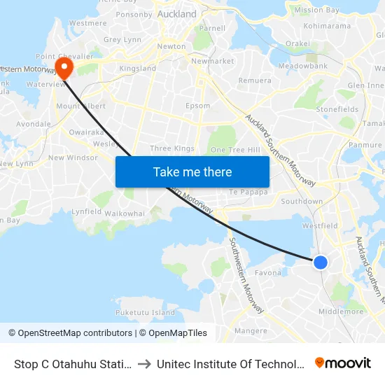 Stop C Otahuhu Station to Unitec Institute Of Technology map
