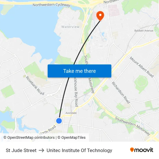 St Jude Street to Unitec Institute Of Technology map