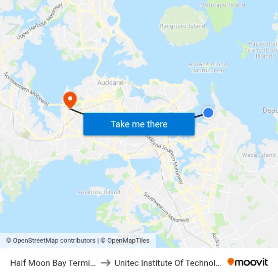 Half Moon Bay Terminal to Unitec Institute Of Technology map