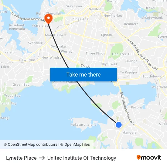 Lynette Place to Unitec Institute Of Technology map