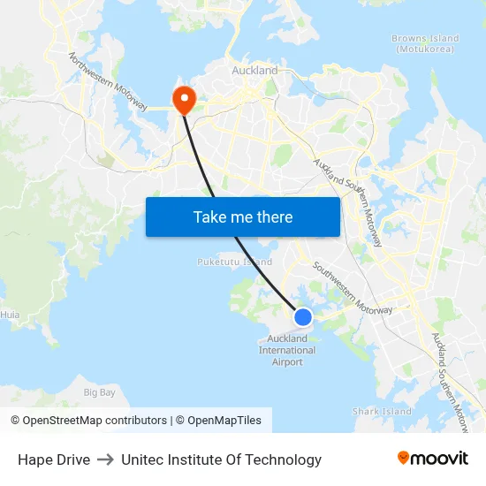 Hape Drive to Unitec Institute Of Technology map