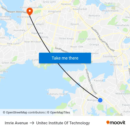Imrie Avenue to Unitec Institute Of Technology map
