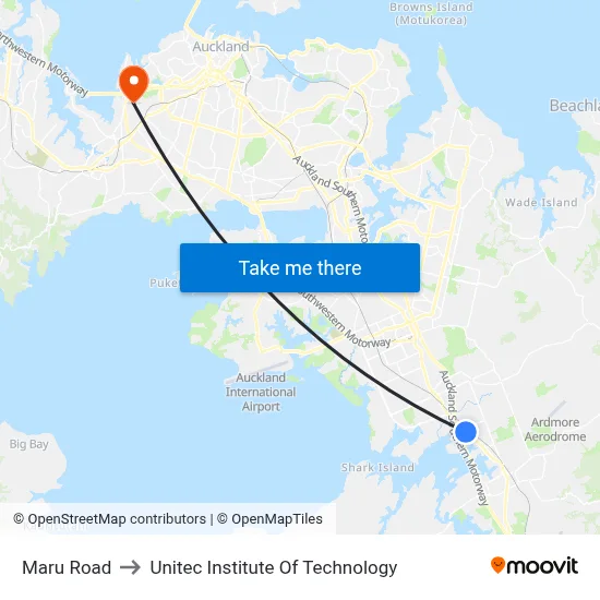 Maru Road to Unitec Institute Of Technology map
