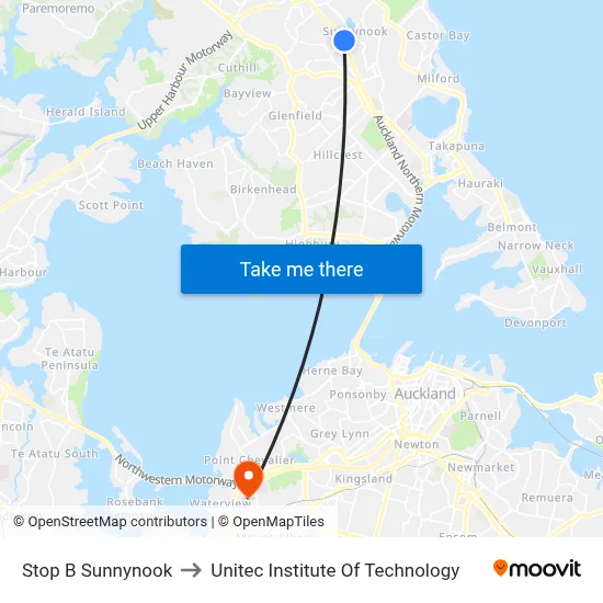 Stop B Sunnynook to Unitec Institute Of Technology map