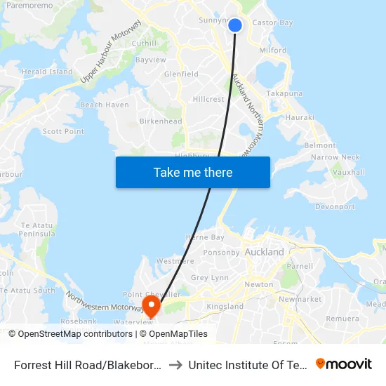 Forrest Hill Road/Blakeborough Drive to Unitec Institute Of Technology map