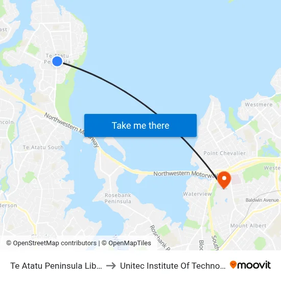 Te Atatu Peninsula Library to Unitec Institute Of Technology map