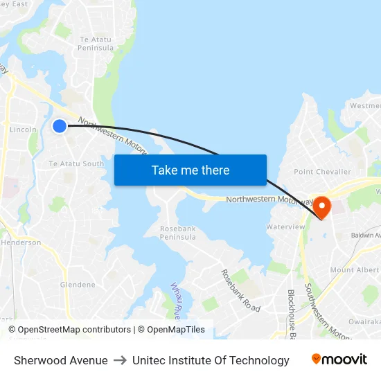 Sherwood Avenue to Unitec Institute Of Technology map