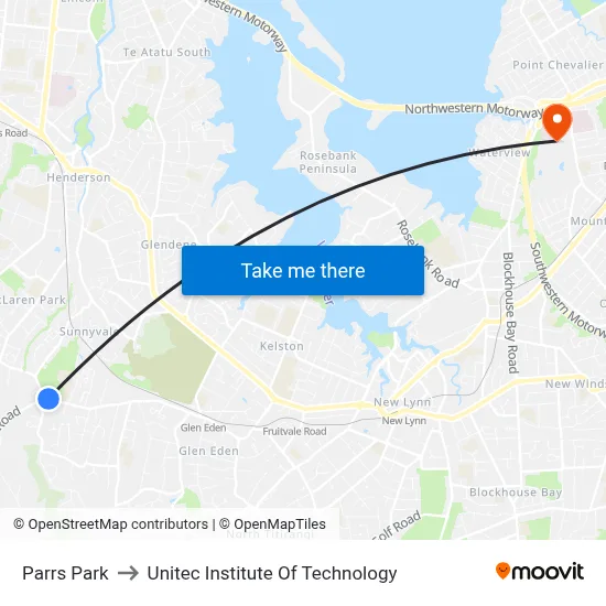 Parrs Park to Unitec Institute Of Technology map