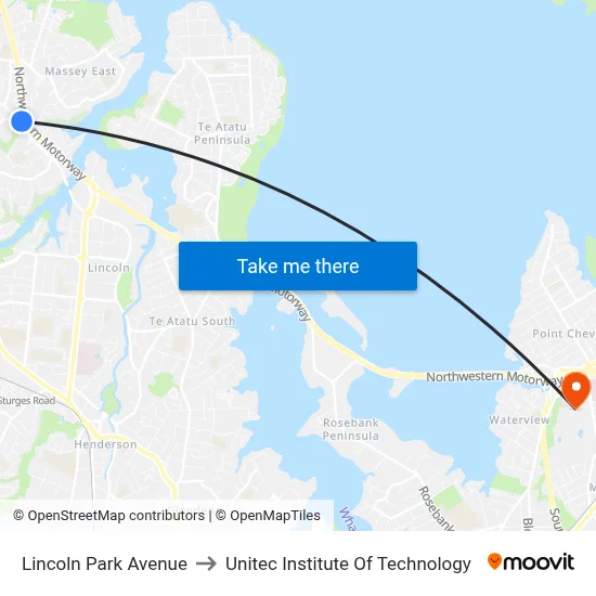 Lincoln Park Avenue to Unitec Institute Of Technology map