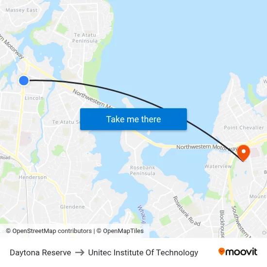 Daytona Reserve to Unitec Institute Of Technology map