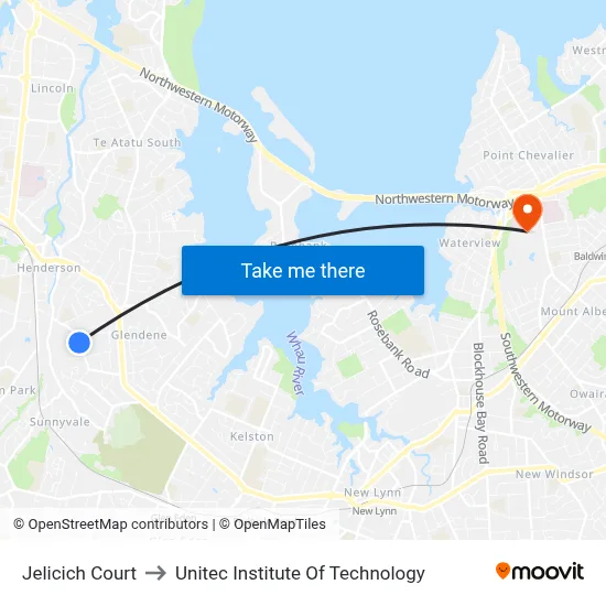 Jelicich Court to Unitec Institute Of Technology map