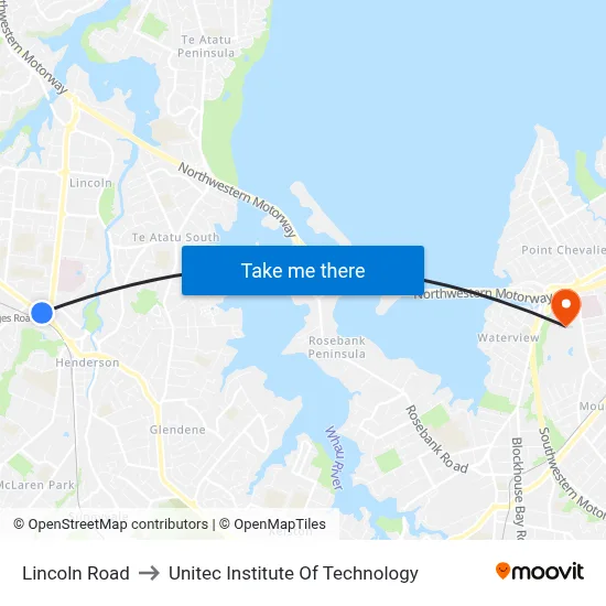 Lincoln Road to Unitec Institute Of Technology map